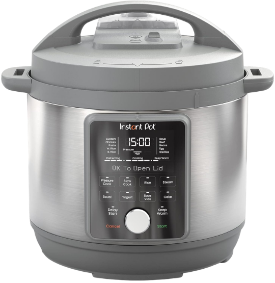 Instant Pot Duo Plus 9-in-1 multi cooker with upgraded easy-release steam switch.