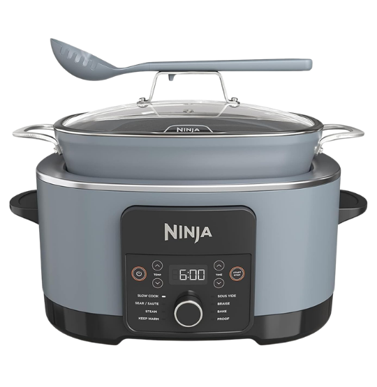 Ninja PossibleCooker PRO in a kitchen setting highlighting its 8.5-quart capacity pot.
